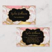 Glitter Sequins Agate (goud en roze) Visitekaartje (Voorkant / Achterkant)