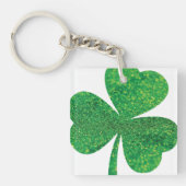 Glitter Shamrock Acryl Sleutelhanger - St. Patrick (Voorkant)
