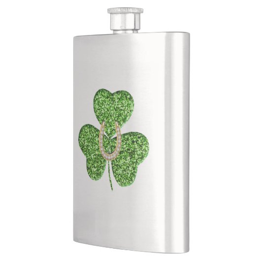 Glitter Shamrock and Hoefijzer Flask Heupfles (Links)