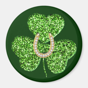 Glitter Shamrock and Hoefijzer Magnet Magneet