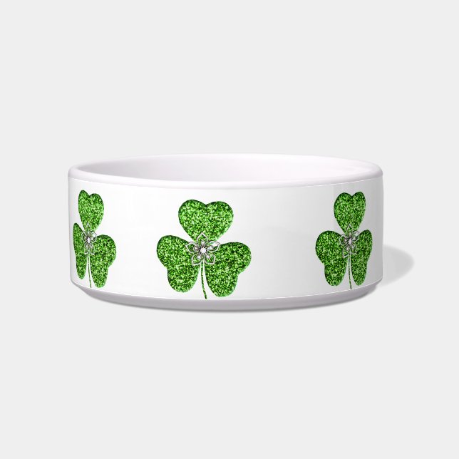Glitter Shamrock en Bloem Pet Bowl Voerbakje (Links)