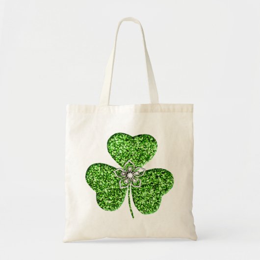 Glitter Shamrock en Flower Canvas tas (Voorkant)