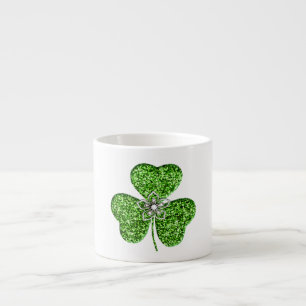 Glitter Shamrock en Flower Espresso Mok