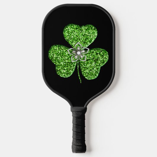 Glitter Shamrock en Flower Pickleball Paddle (Voorkant)