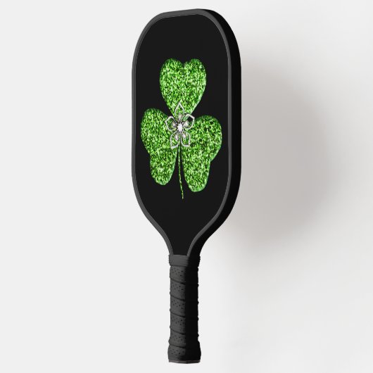 Glitter Shamrock en Flower Pickleball Paddle (Links)