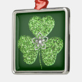 Glitter Shamrock en Flower Square Ornament (Links)