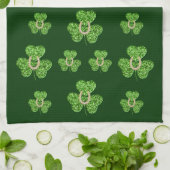 Glitter Shamrock en Hoefijzer keukenhanddoek (Gevouwen)