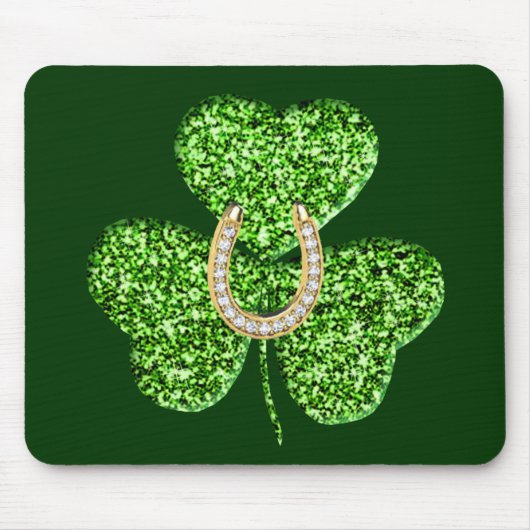 Glitter Shamrock en Hoefijzer Muismat (Voorkant)