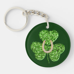 Glitter Shamrock en Hoefijzer Sleutelhanger