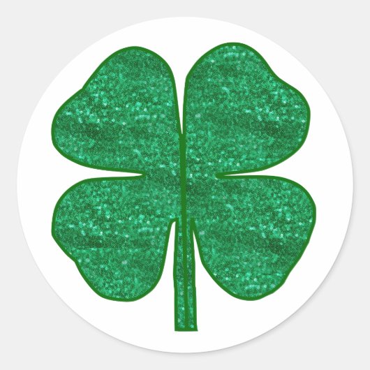 glitter shamrock ronde sticker (Voorkant)