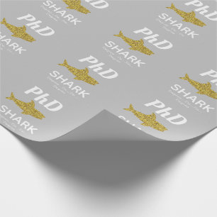 Glitter Shark Gray PhD Afstuderen Cadeaupapier