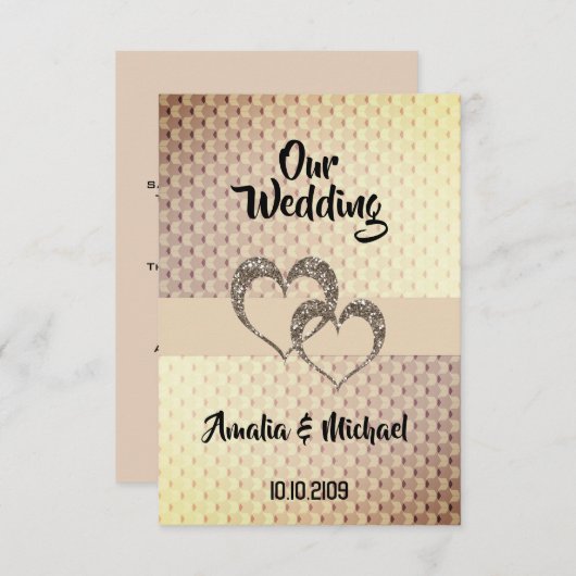 Glitter shine sequentie twee harten trouwliefde pe kaart (Voorkant / Achterkant)