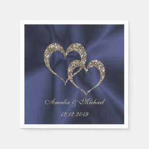 Glitter shine sequentie twee harten trouwliefde pe servet