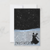 Glitter Silver Blue Night Sky Starry Dance Party Kaart (Voorkant)
