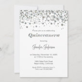 Glitter Silver confetti Quinceanera Uitnodiging (Voorkant)