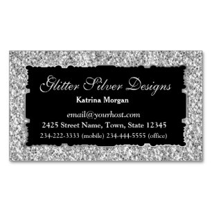 Glitter Silver Elegance Magnetisch Visitekaartje
