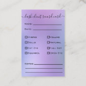 Glitter Silver Eyelash Extension Client Record Visitekaartje (Achterkant)