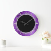 Glitter Silver Grey Black Paars Violet Grote Klok (Huis)