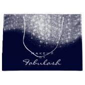 Glitter Silver Grey Name Blue Navy Bridal White Large Cadeauzakje (Voorkant)