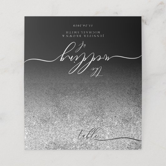 Glitter Silver Plain Clean Script Table (Buitenkant ongevouwen)