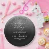 Glitter Silver Sparkle Welkom op bruiloft set Papieren Bordje (Feest)