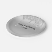 Glitter Silver, speciaal gepersonaliseerde verjaar Papieren Bordje (Gekanteld)