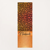 Glitter Sinaasappel en Gold Leopard gepersonalisee Yogamat (Voorkant)