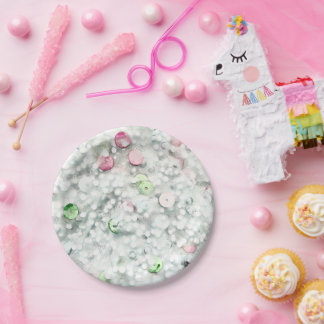 Glitter Slime Feestborden Wit Papieren Bordje