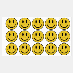 Glitter Smile Face Labels