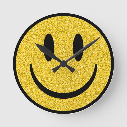 Glitter Smile Face Ronde Klok (Voorkant)