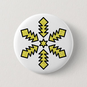 Glitter Sneeuwvlok - Gele Ster Ronde Button 5,7 Cm