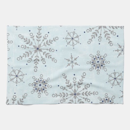 Glitter Sneeuwvlokken Keukenhanddoek (Horizontaal)