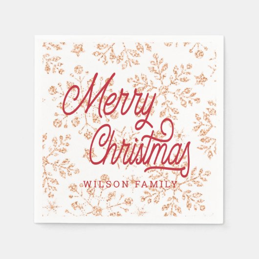 glitter snewflake kerst monogram servet (Voorkant)