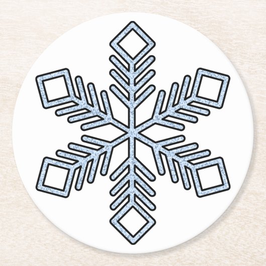 Glitter Snowflake - Baby Blue Branches Ronde Kartonnen Onderzetter (Voorkant)
