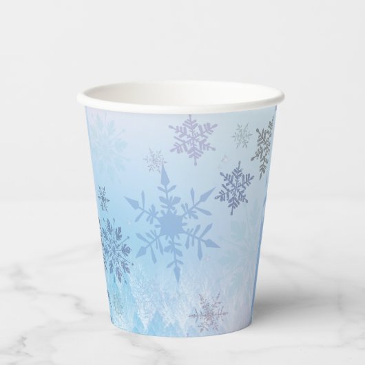 Glitter Snowflake Snowy Mountain Winter Papieren Bekers (Voorkant)