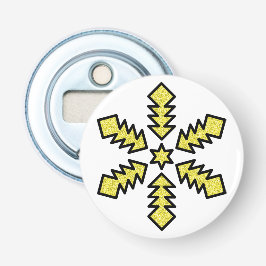 Glitter Snowflake - Yellow Star Button Flesopener