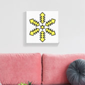Glitter Snowflake - Yellow Star Canvas Afdruk (Insitu (Woonkamer))