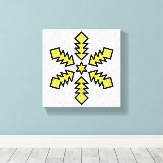 Glitter Snowflake - Yellow Star Canvas Afdruk (Insitu (Houten vloer))
