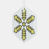 Glitter Snowflake - Yellow Star Glas Ornament (Voorkant links)