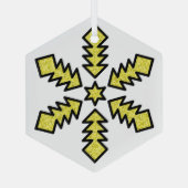 Glitter Snowflake - Yellow Star Glas Ornament (Achterkant)
