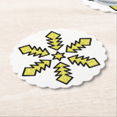 Glitter Snowflake - Yellow Star Kartonnen Onderzetters (Gekanteld)