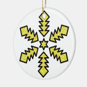 Glitter Snowflake - Yellow Star Keramisch Ornament (Links)