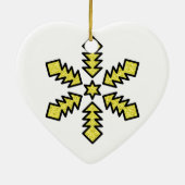 Glitter Snowflake - Yellow Star Keramisch Ornament (Achterkant)