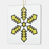 Glitter Snowflake - Yellow Star Keramisch Ornament (Links)