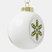 Glitter Snowflake - Yellow Star Keramische Bal Ornament (Links)