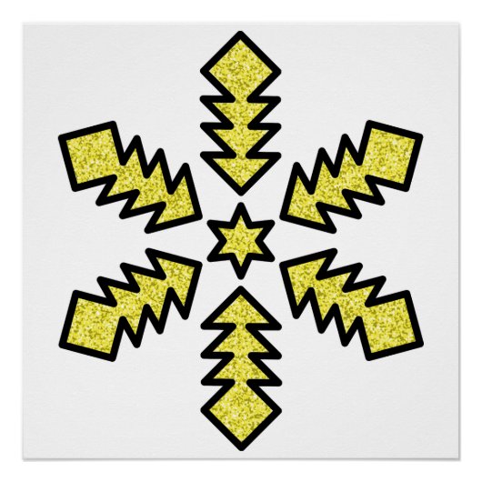 Glitter Snowflake - Yellow Star Perfect Poster (Voorkant)