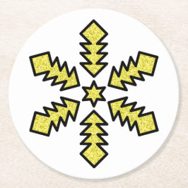 Glitter Snowflake - Yellow Star Ronde Kartonnen Onderzetter