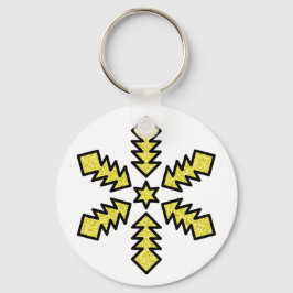 Glitter Snowflake - Yellow Star Sleutelhanger