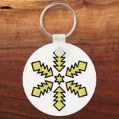 Glitter Snowflake - Yellow Star Sleutelhanger (Voorkant)