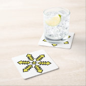 Glitter Snowflake - Yellow Star Vierkante Kartonnen Onderzetter (Insitu)